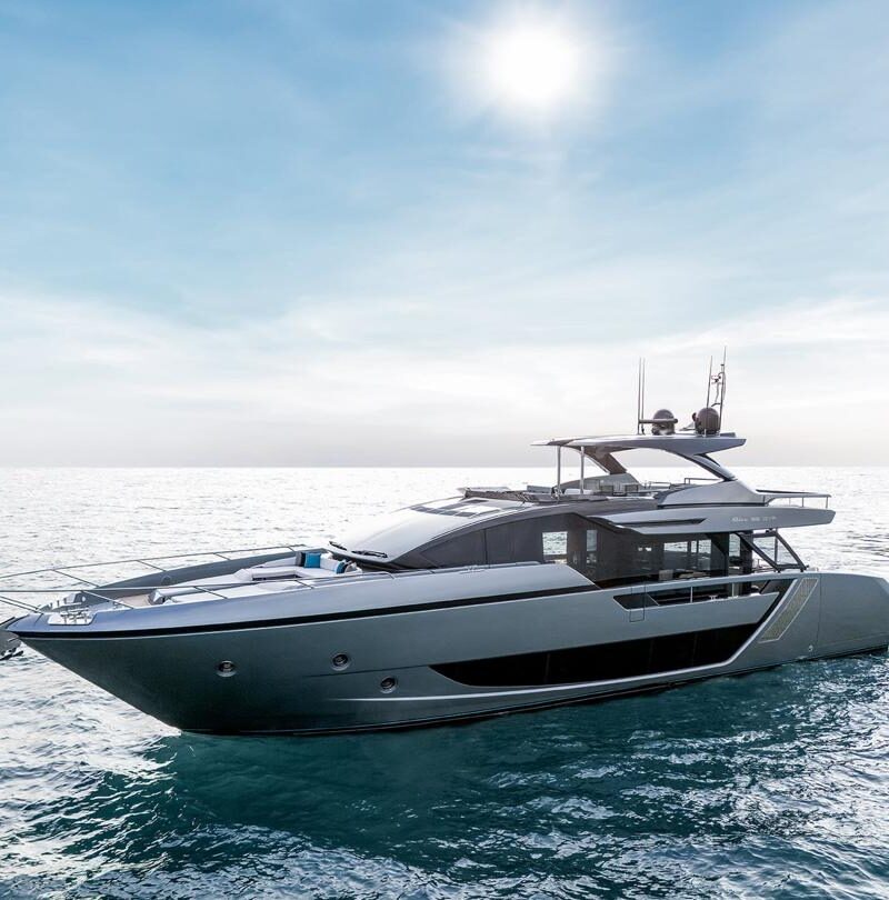 Diva Riva yacht full side profile on the water