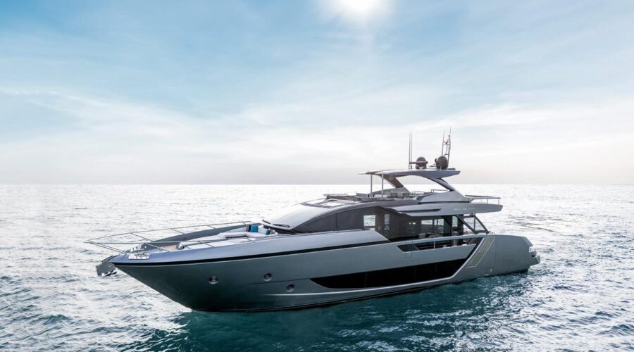 Diva Riva yacht full side profile on the water