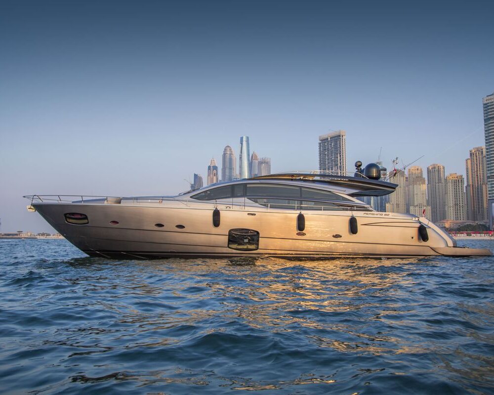 Queen Straga 82ft Pershing – exterior hero Queen Straga 82ft Pershing yacht underway
