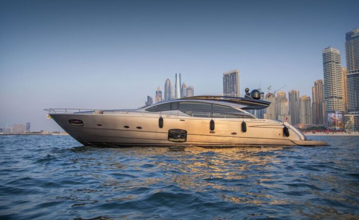 Queen Straga 82ft Pershing yacht underway