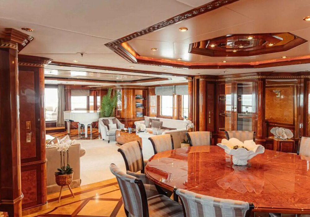 Zaf yacht – formal dining salon Zaf yacht interior formal dining salon